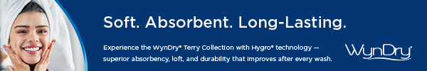 Banner promoting the WynDry Terry Collection. The text reads "Soft. Absorbent. Long-Lasting."